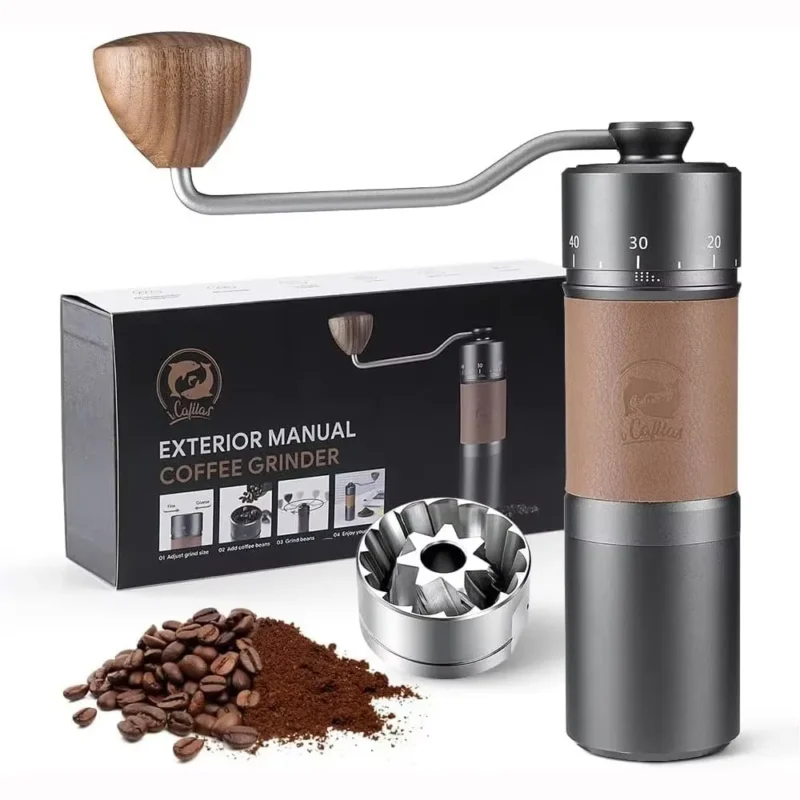 Premium Stainless Steel Burr Manual Coffee Grinder with 7-Core Precision for Pour Over