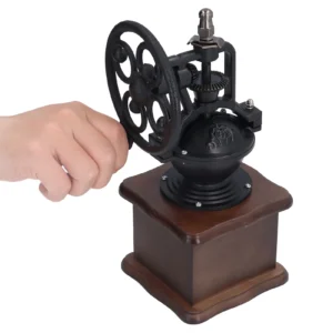 Retro Style Manual Burr Coffee Grinder with Adjustable Settings for Home Brewing
