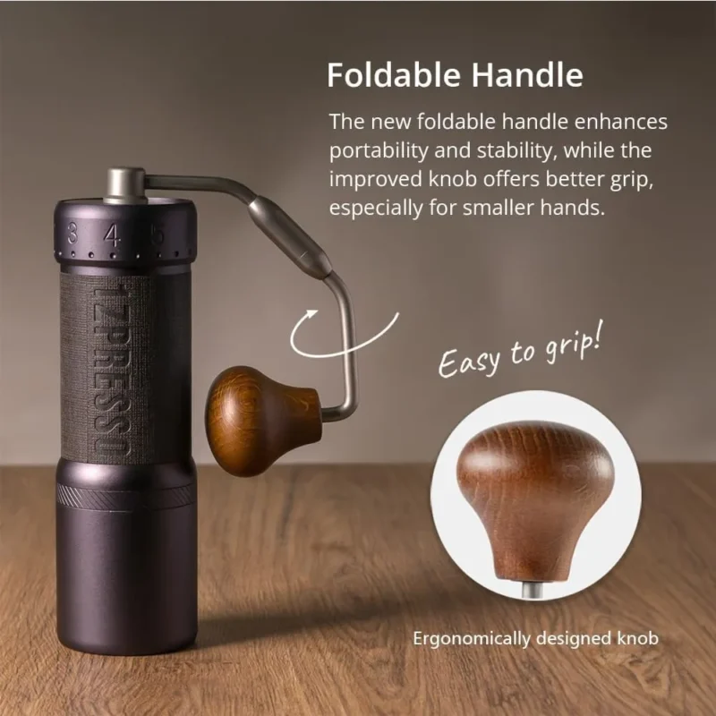 Stainless Steel Conical Burr Manual Coffee Grinder with Foldable Handle and Magnetic Catch Cup - Image 5