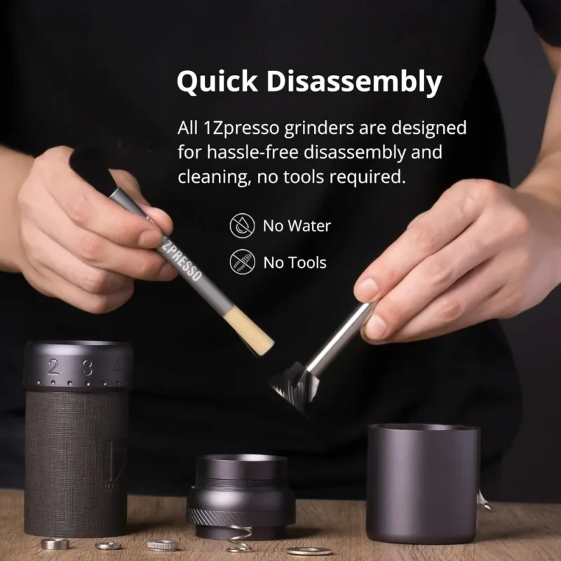 Stainless Steel Conical Burr Manual Coffee Grinder with Foldable Handle and Magnetic Catch Cup - Image 4