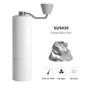 Aluminum Alloy Stainless Steel Burr Manual Coffee Grinder with Adjustable Settings for Espresso