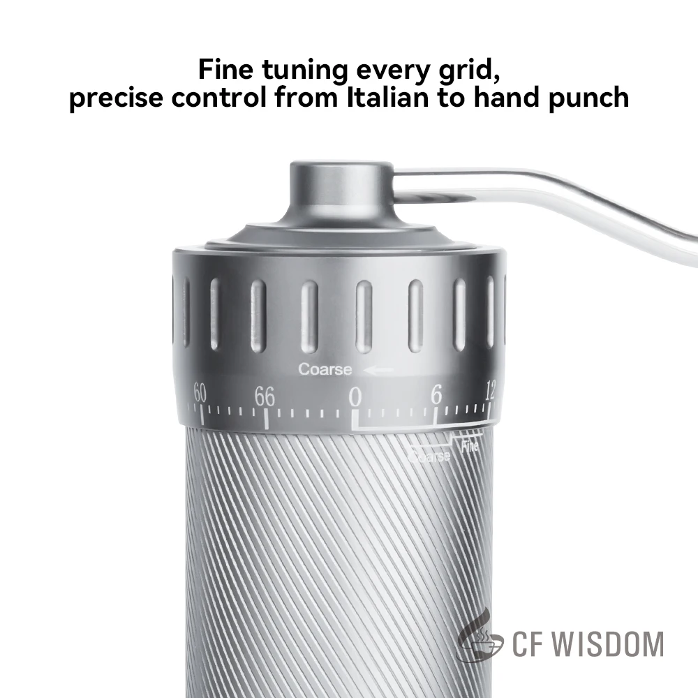 Stainless steel manual grinder with cooling design features