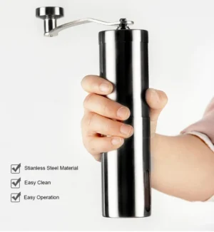 Stainless Steel Conical Burr Manual Coffee Grinder with 15 Settings for Pour Over