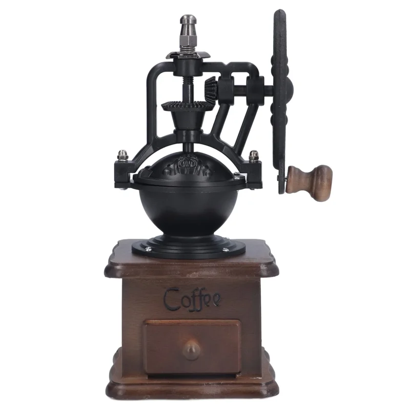 Retro Style Manual Burr Coffee Grinder with Adjustable Settings for Home Brewing - Image 6